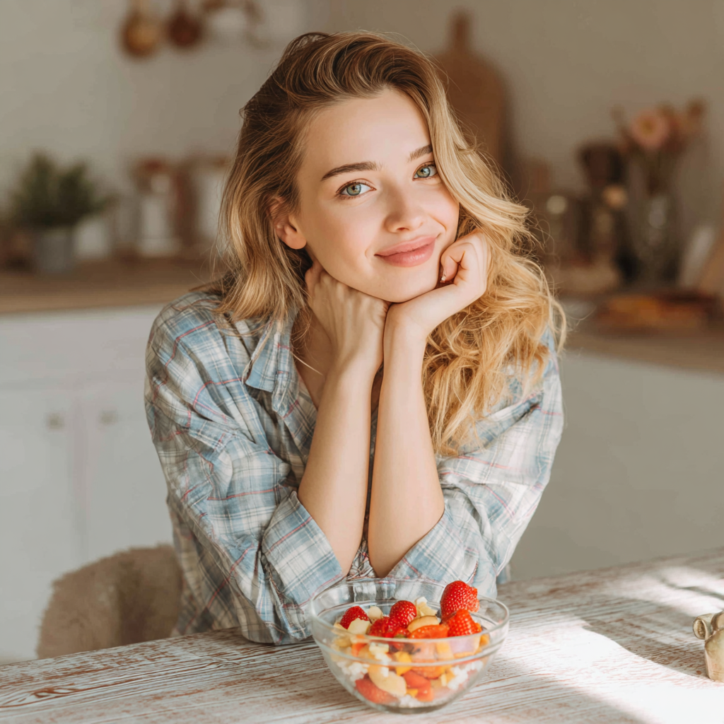 Балансирана чиния с пресни зеленчуци, плодове и зърнени храни